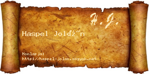Haspel Jolán névjegykártya